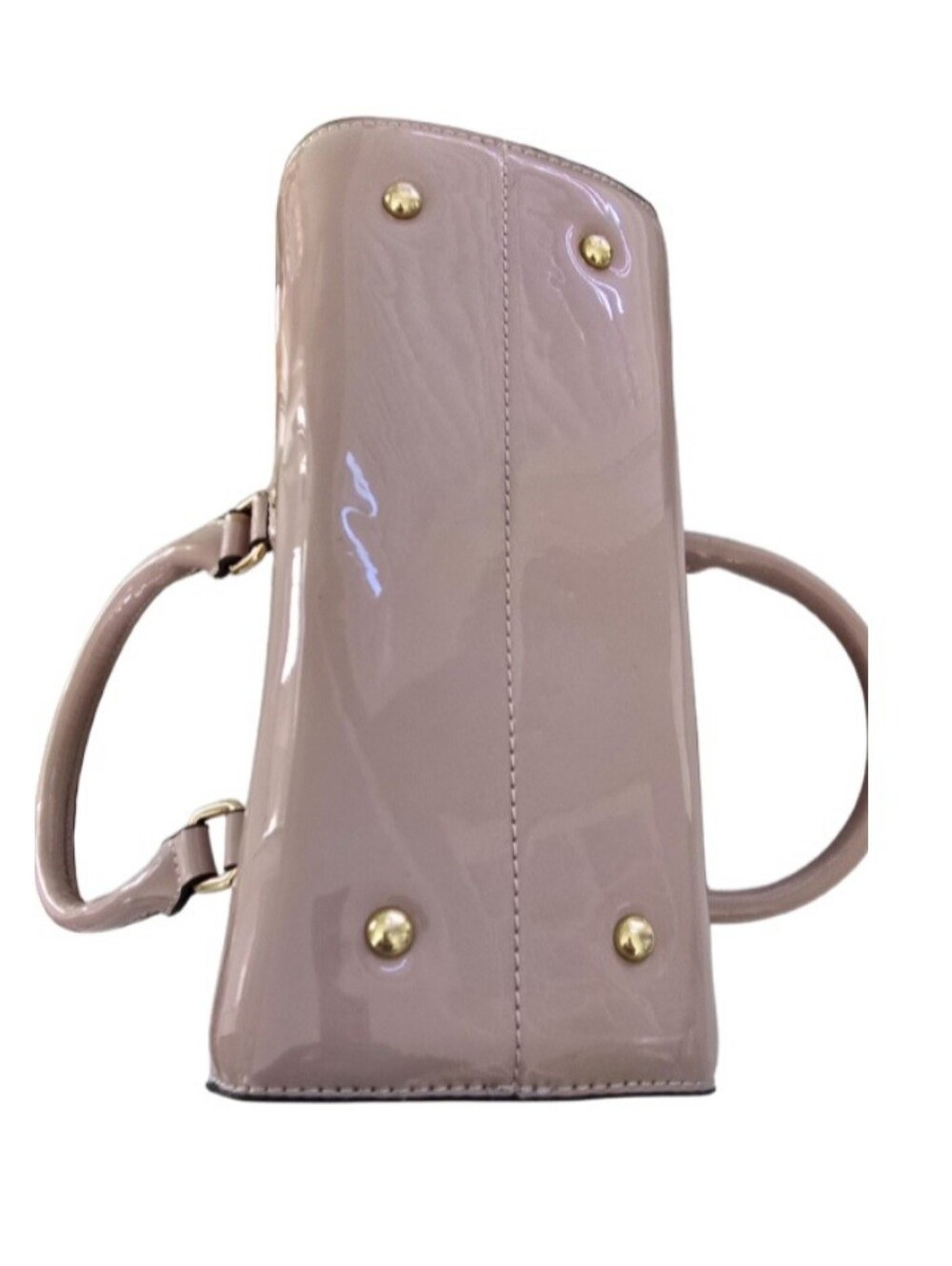 Retro Style Pink Patent Faux Leather Dome Satchel Handbag Crystal Clasp Purse - Picture 3 of 13